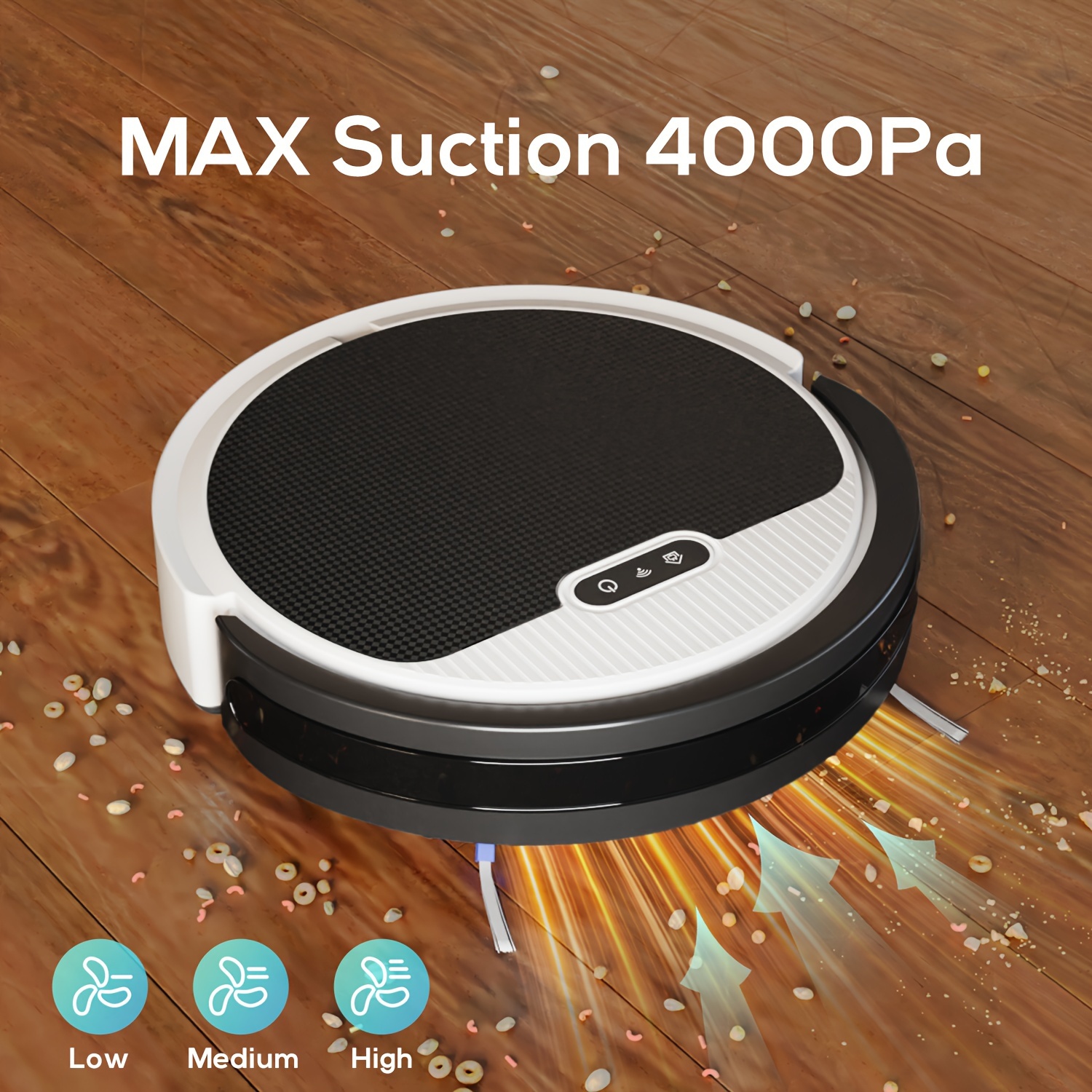 

1pc, Robot Vacuum And Mop Combo, Works With 2.4g Wifi, Alexa/app/remote Control, 4000pa Strong Suction, 2.99 Inch Thin, Self-charging, For Pet Hair, Hard Floor, Low Carpet