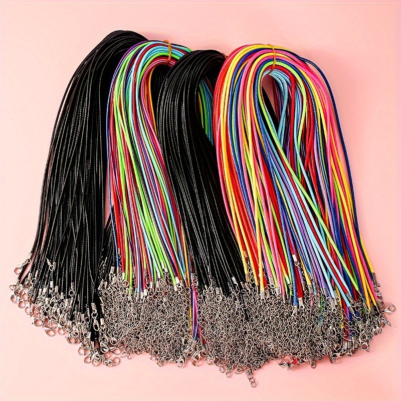 

100pcs Colorful 1.5mm (length 45cm/18inch) Leather Necklace Wax Rope Buckle Black Necklace Chain For Diy Necklace Jewelry Making Supplies Accessories For Men Women Daily Holiday Wear