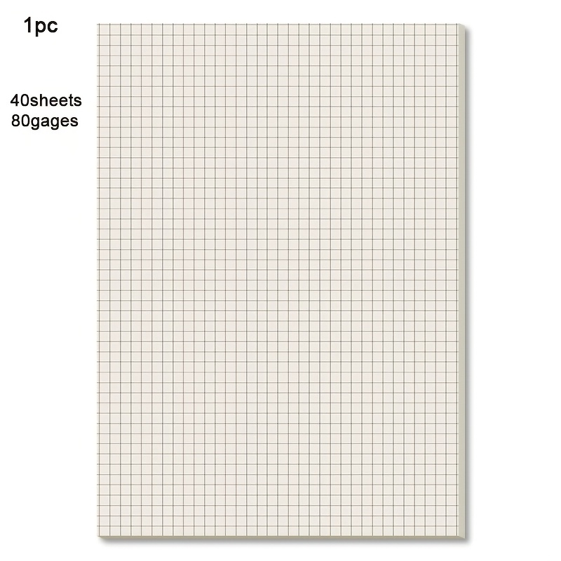 TEMU 1 pièce Papier quadrillé de 40 feuilles/80 pages, Papier carreauté double face, Format B5 épaissi avec petits carrés, Carnet de mathématiques à