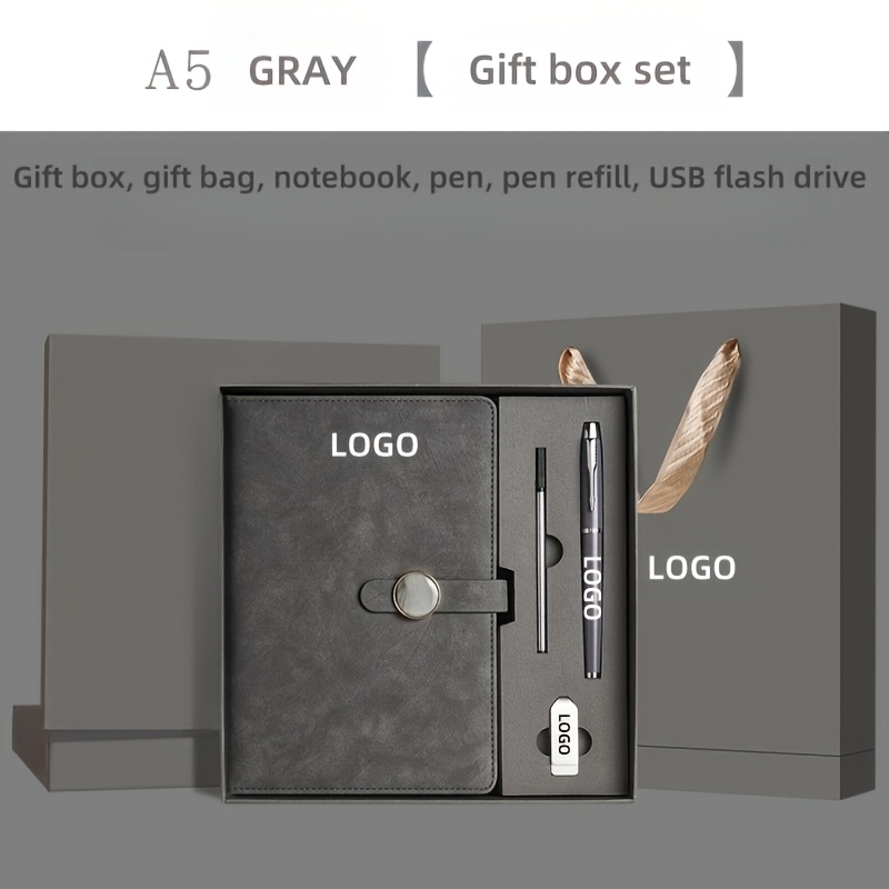 Custom A5 Faux Leather Password Notebook Gift Set
