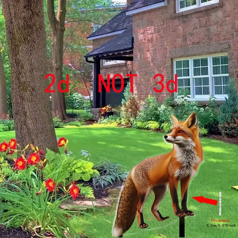 TEMU Piquet de jardin renard plat 2D, adapté à une utilisation extérieure, jardinières et , art de jardin