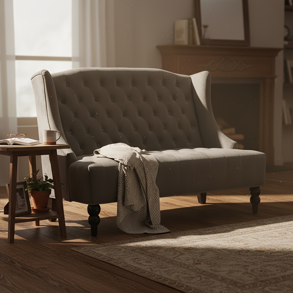 50-Inch Two-Seater Sofa, Comfortable Velvet Fabric, Mid-Century Modern Style, Minimalist Design, Extended Backrest, Compact Two-Seater Suitable for Bedrooms, Apartments And Home Offices