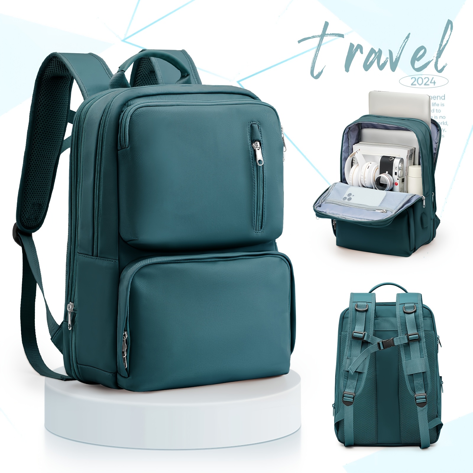 

1pc Backpack For Women - , , , Multiple , Zip , And Keychain - ,
