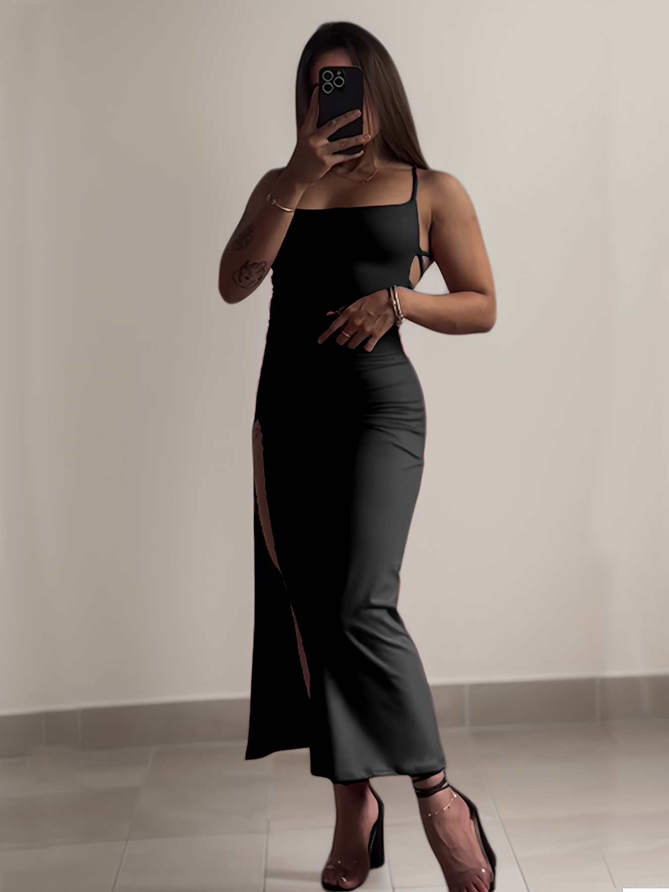 womens halter backless split dress 95 polyester 5 - Temu Oman