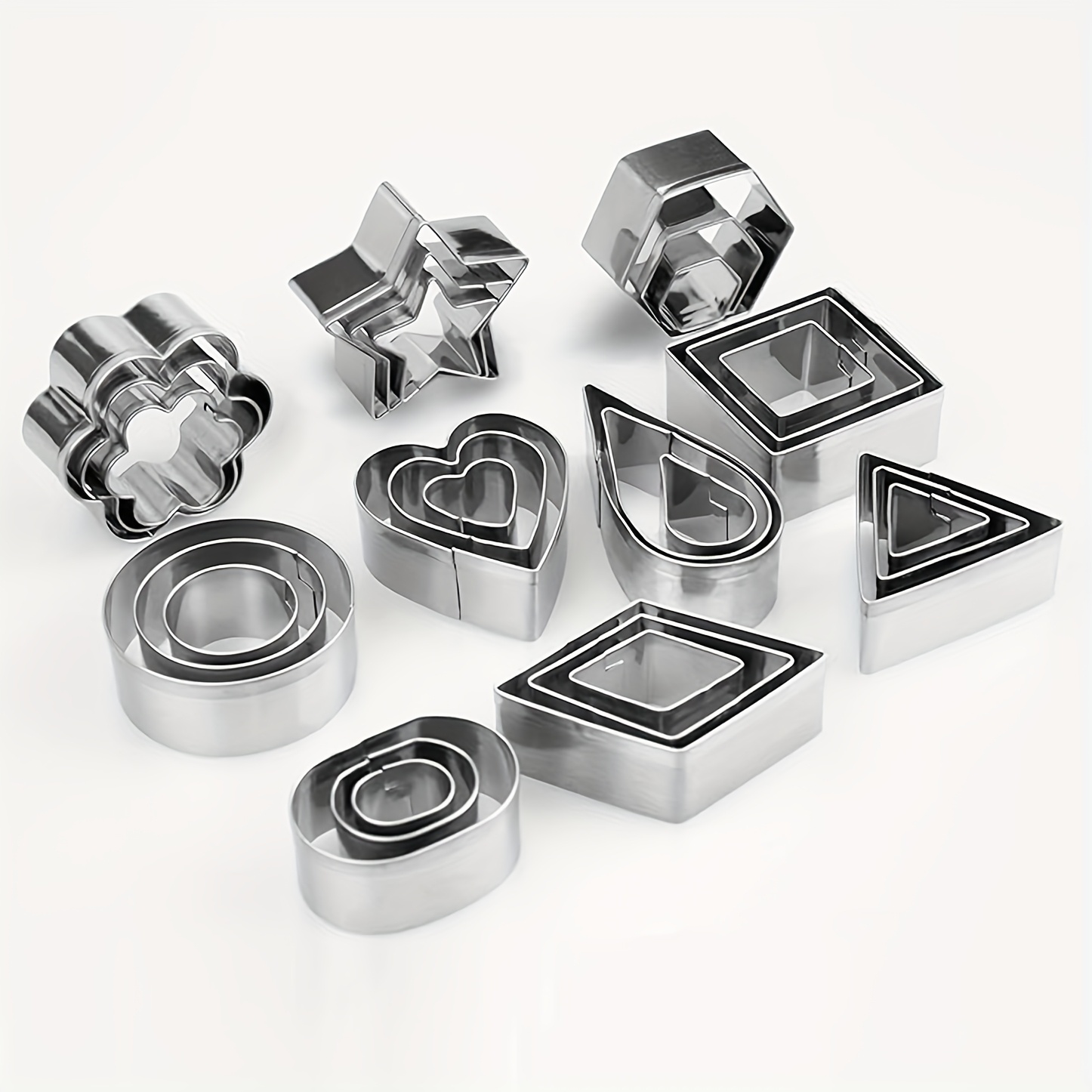 Mini Cookie Cutter Set - Flower Hexagon Oval Teardrop - 30pcs Stainless Steel Biscuit Cutters - Polymer Clay Cutters Mini Fruit Cutters Small Cookie Biscuit Cutter