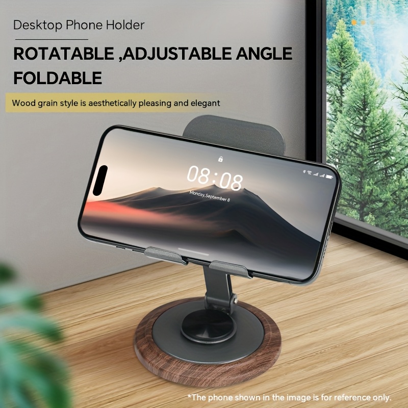 TEMU High Quality All Metal Desktop Phone Holder: Using Silicone Pad For Stability, 360 ° Rotating Base, Foldable And Portable, With Soothing