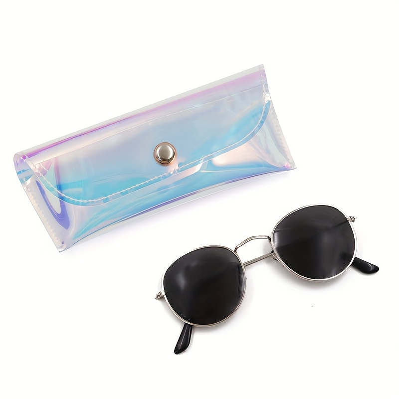 1/2pcs Colorful Waterproof Eyeglass Case, Laser PVC Storage Pouch,  Transparent Holder, Portable Eyewear Case