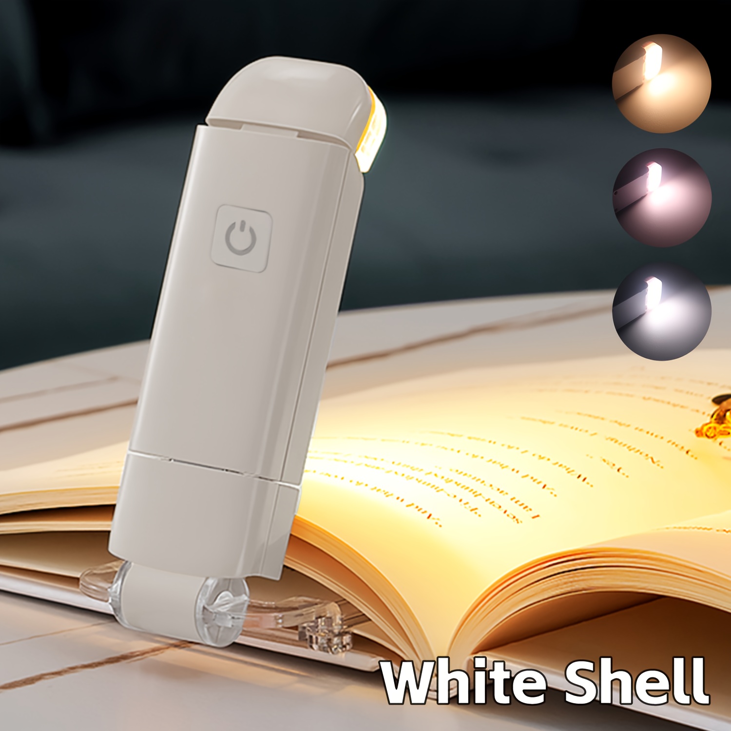 new usb rechargeable folding reading light eye protection reading book night light for night reading 3 lighting colors 3 adjustable brightness white shell book clips portable and easy to store