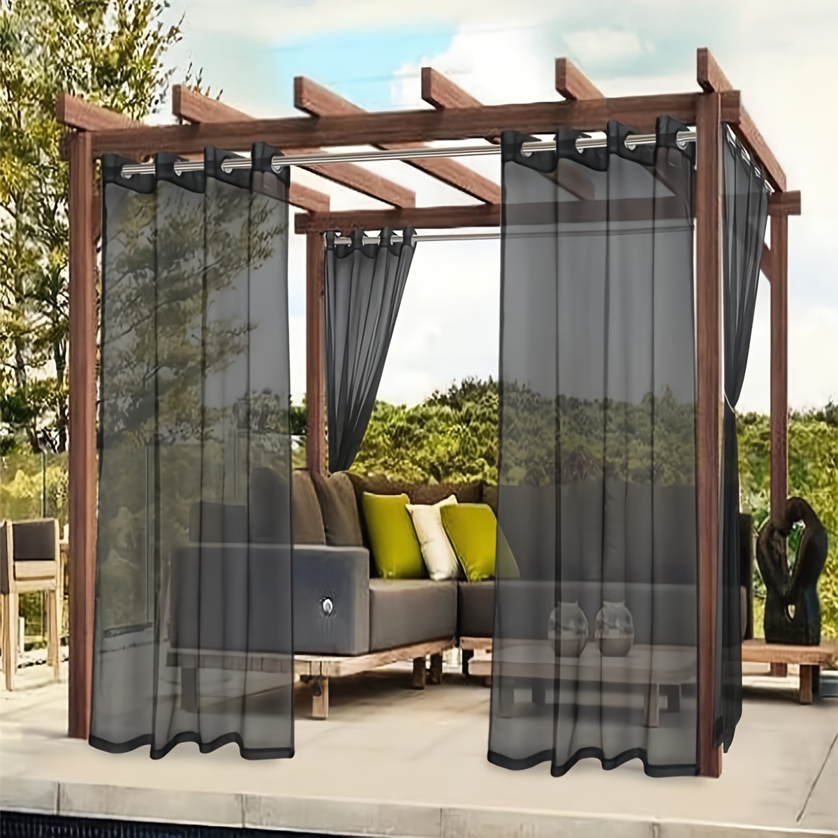2pcs Polyester Waterproof Curtains Suitable Outdoor Balcony - Temu