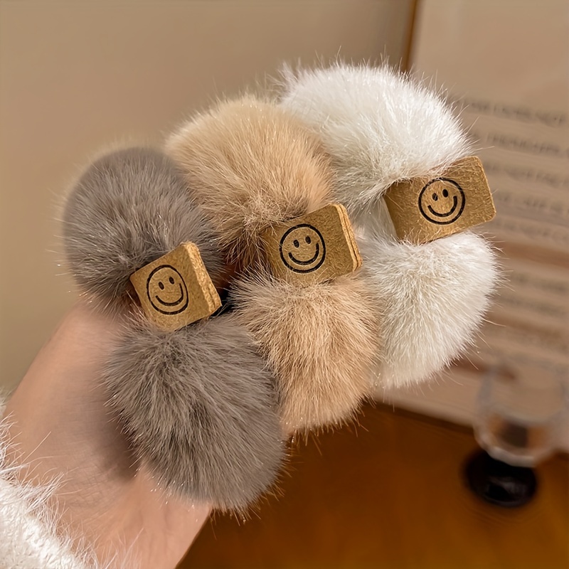 TEMU Ensemble de 2/3/6pcs Anneau de Cheveux en Peluche Melard pour Femmes Love Mark Corde à Cheveux Haute Élasticité et Durable Ne Pas les Cheveux