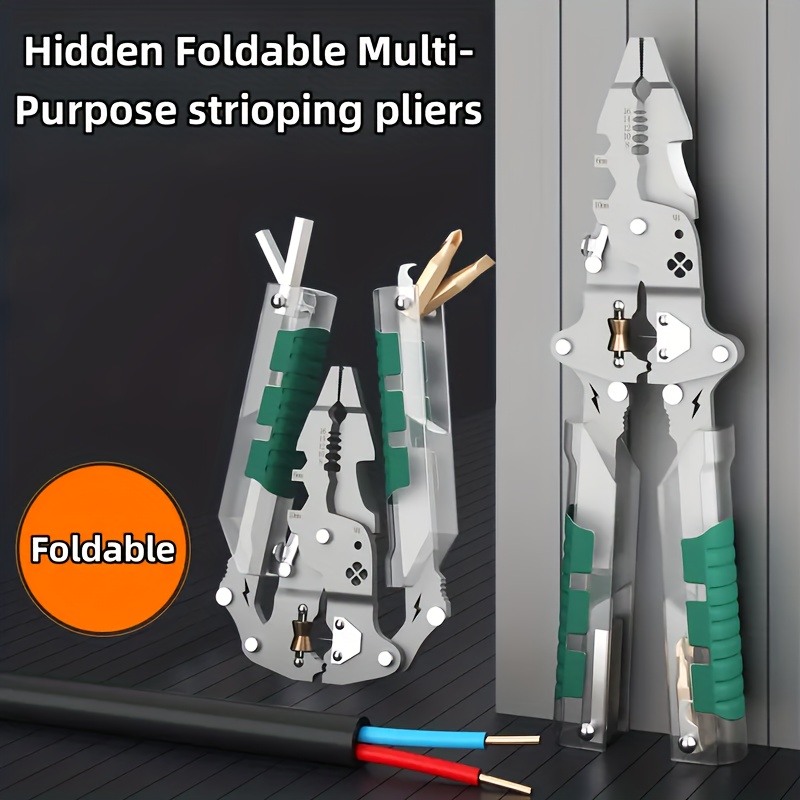 Multifunction Foldable Wire Isolator, 2025 New Crimping Tool With Stripping, Cutting And Screwdriver Functions, Including Hexagon Wrench, Hook Knives And Pointed Pliers For Home Improvement Work.