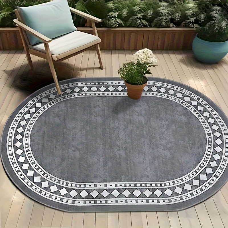 TEMU Velvet 850g   Dotted Plastic Bottom Upgraded Oval Area Rug, High-definition Pattern And Double-locked Edges, European Vintage Room Large Rug,