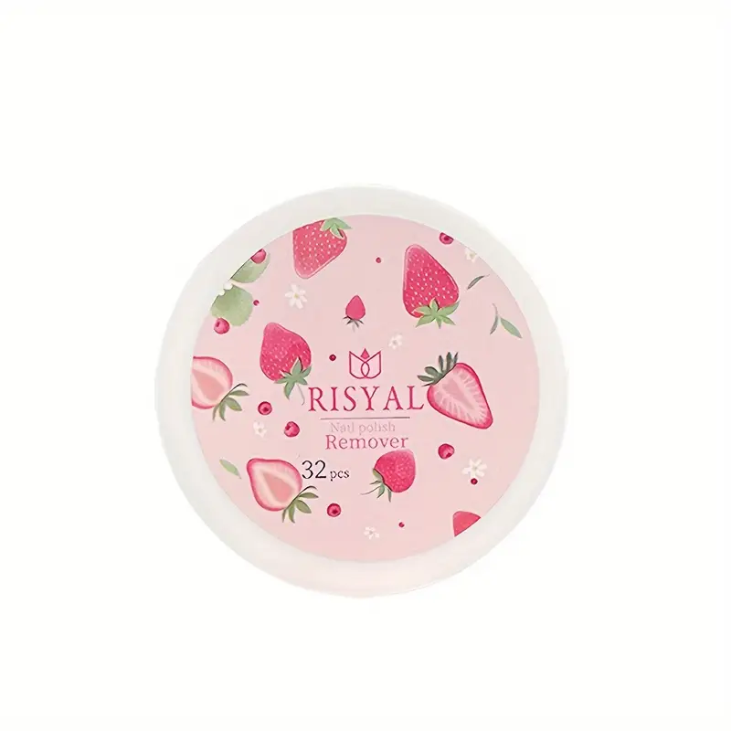 32pcs/box Strawberry Nail Polish Remover Pads, Soft Absorbable Wipes For Easy Manicure And Pedicure Care