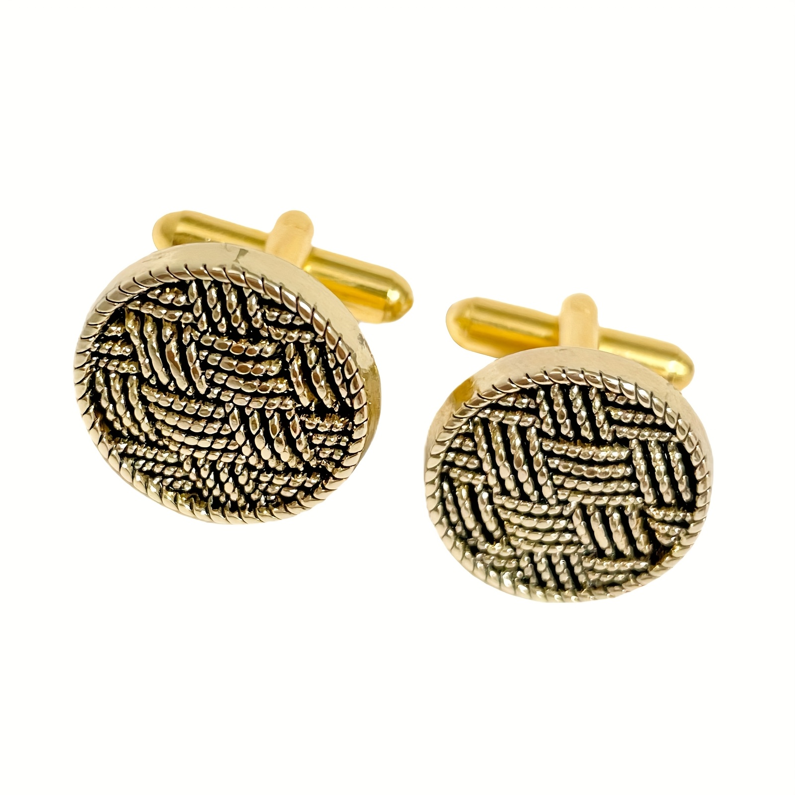 E-shop Retro gewebte Herren Metall Manschettenknöpfe Anzug Hemd Dekorative Schnalle Mode Einfach Exquisit Leicht Luxus Geeignet für Hochzeiten Feiern