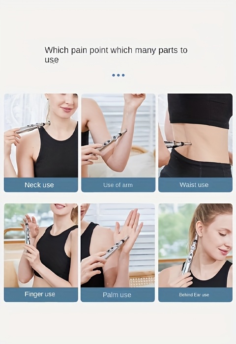 New Model: a Portable Silver Massage Pen with Battery, Acupuncture Pen for Point Massage.
