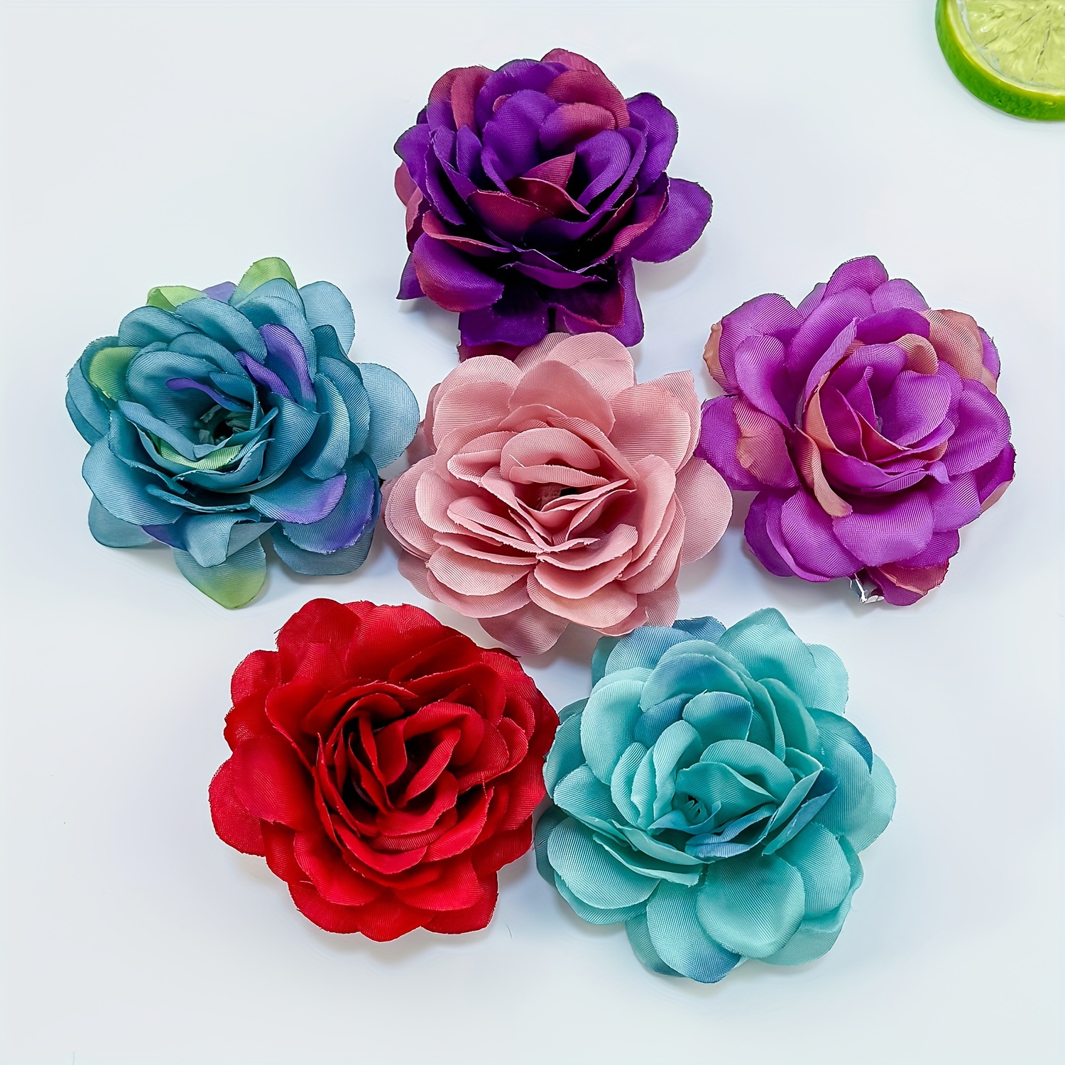 TEMU 6pcs Bohemian Flower Hair Clips Set, Assorted Colors, Beach Vacation Headwear, Fashion Accessories For Hair Styling