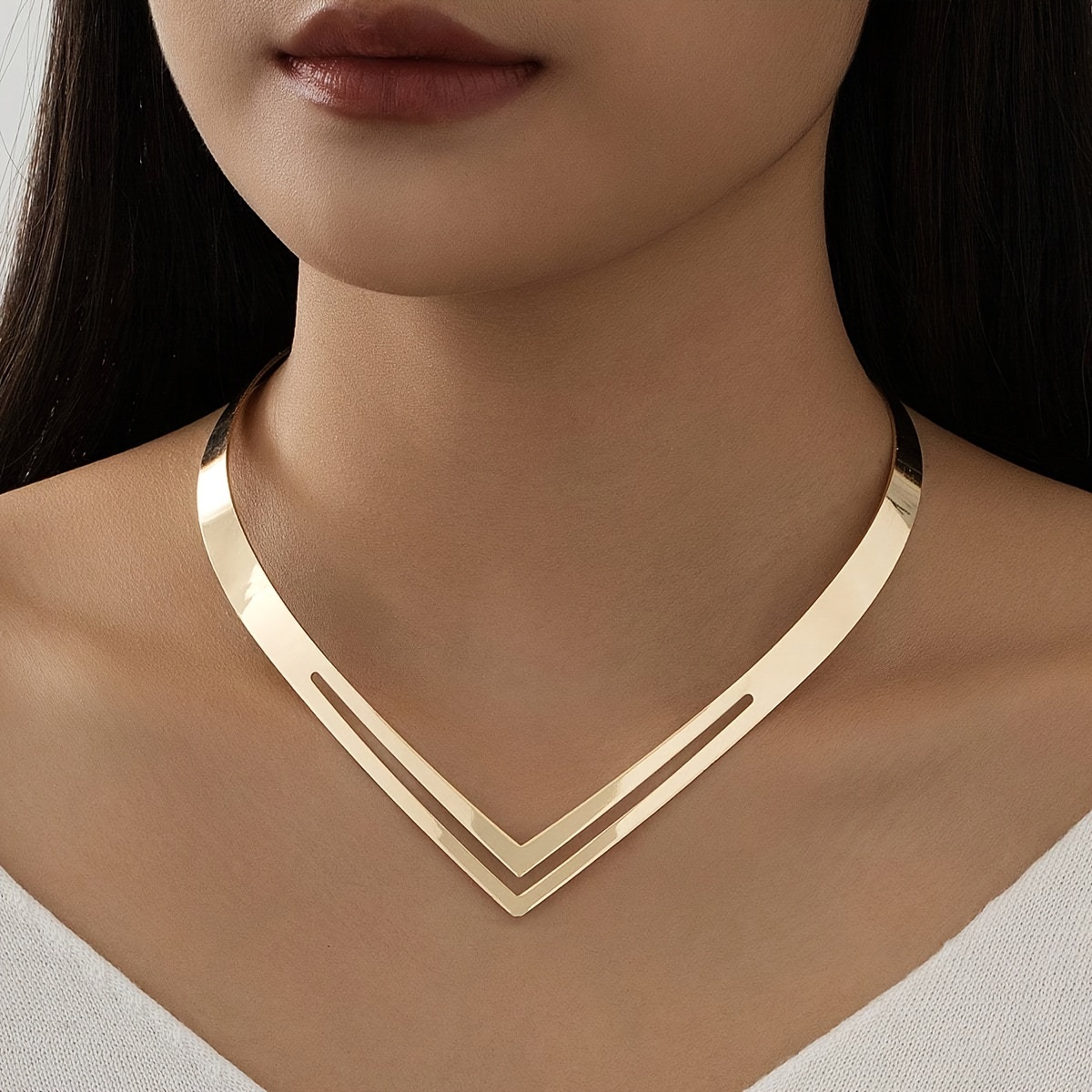 

Double-layered V-shaped Necklace For Women - , Alloy, For Parties &