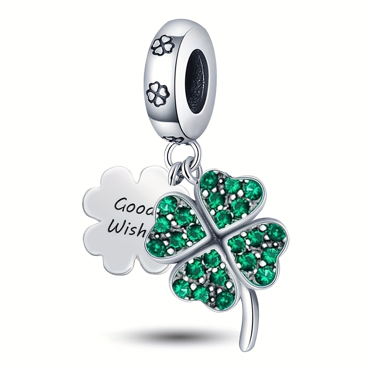 TEMU 1pc 925 Silver Plated Clover Pendant, Fits Original Bracelets Or Bangle, Ideal For Jewelry Making, Perfect Gifts For Women