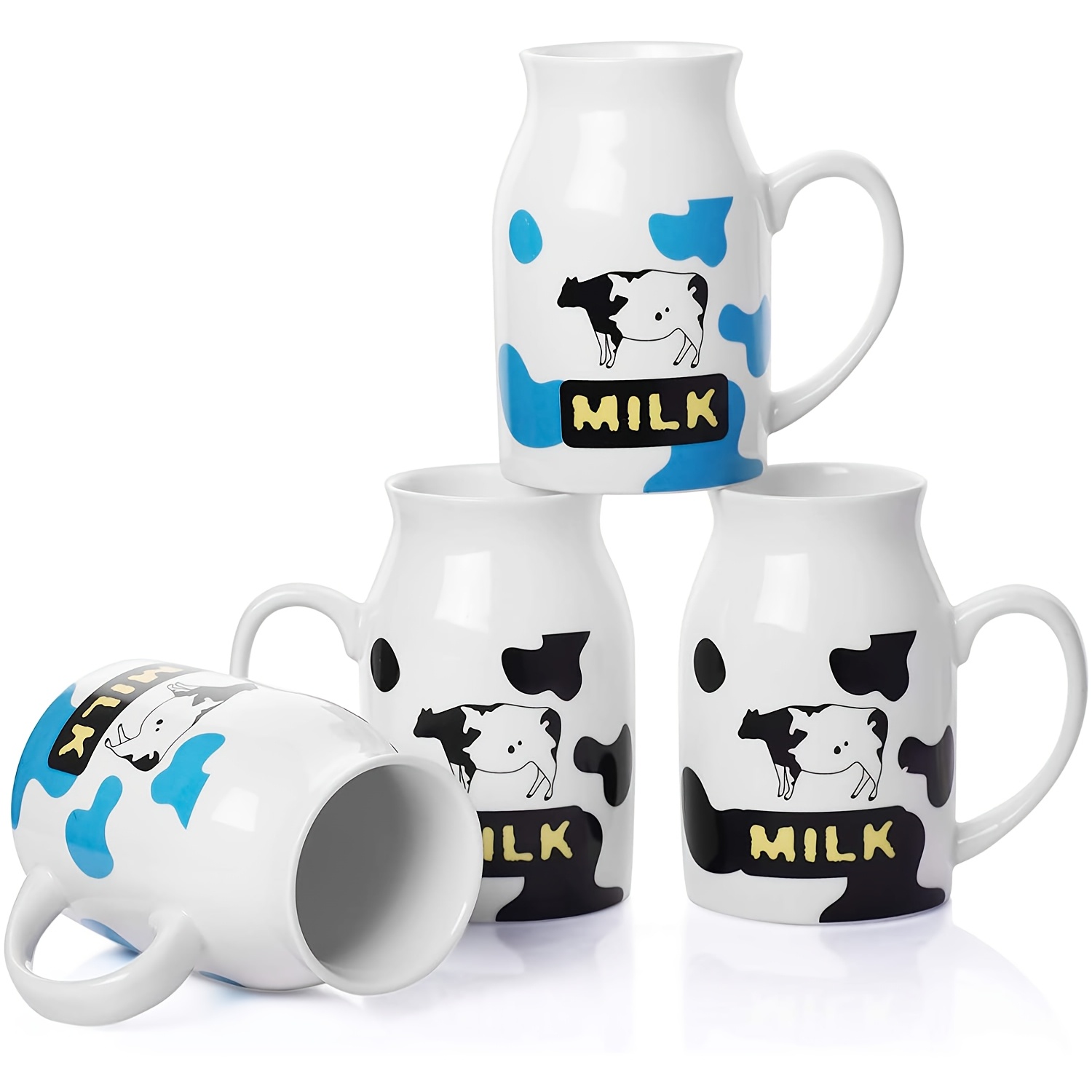 

14oz Milk Mugs Cute Ceramic Novelty Cofftee Mugs For Gift, Set Of 4