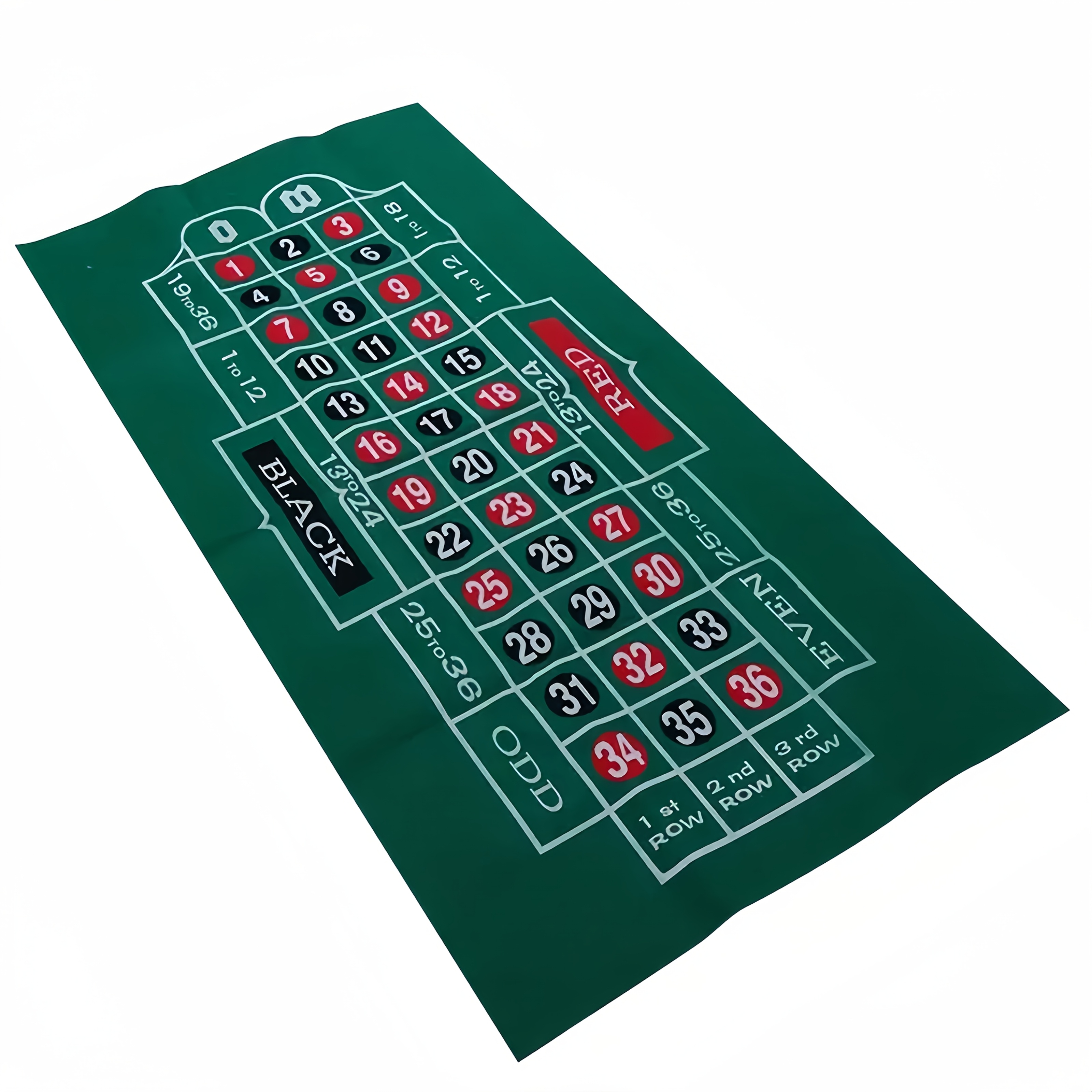 Green Two-Sided Poker Mat Featuring Red And White Design