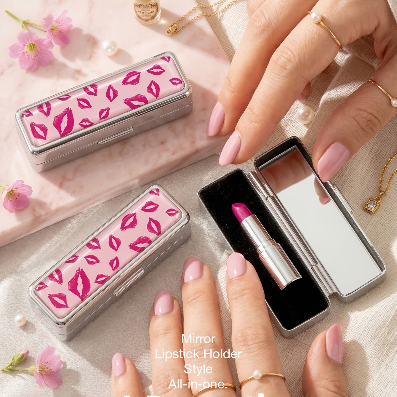 Multifunctional Portable Mini Mirror with Lipstick Case