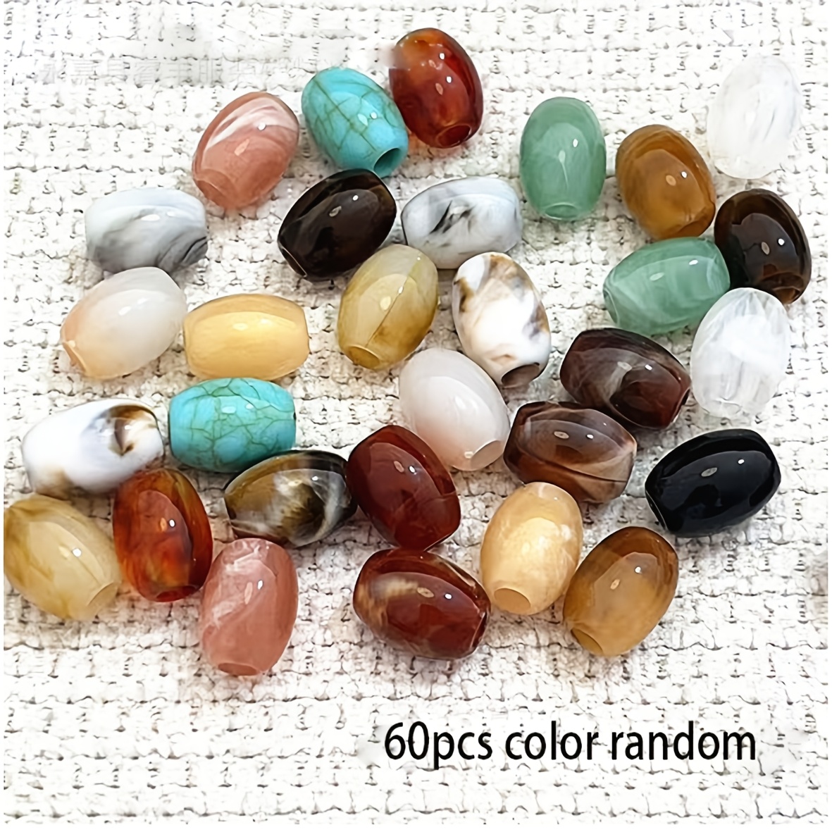 60pcs 12mm Resin Beads - Marble And Pattern With Large Hole For Jewelry Making, Keychains And Craft Projects (1/2 Inch, , Pre-)