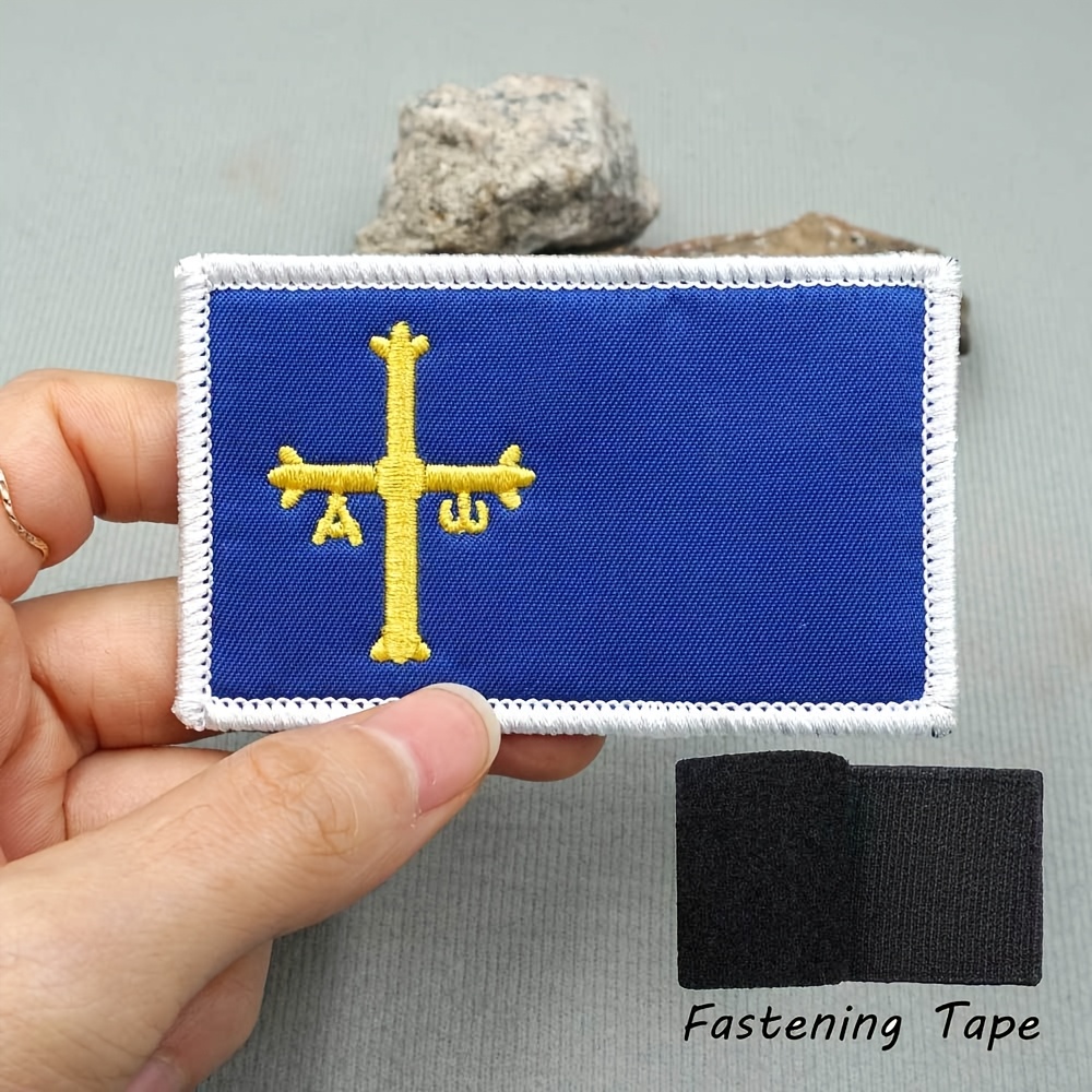 TEMU Parche de Tela Bordado de Autónoma Española de Asturias, Puede Decorar Ropa, Mochilas, Sombreros, Bordada con Superficie de Gancho y Respaldo de