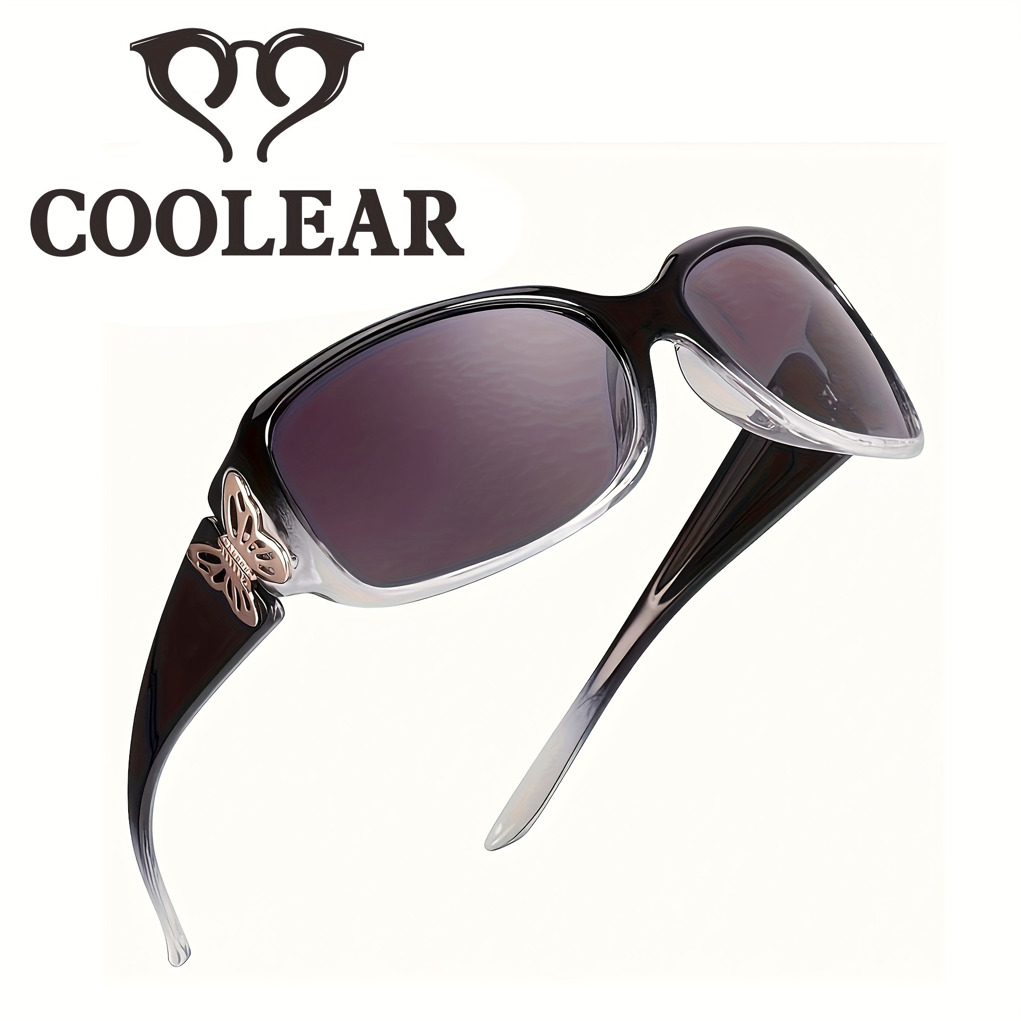 

Coolear Sunglasses For Women Polarized Uv400 Protection Wrap Around Glasses Trendy Butterfly Decor Fashion Accessories