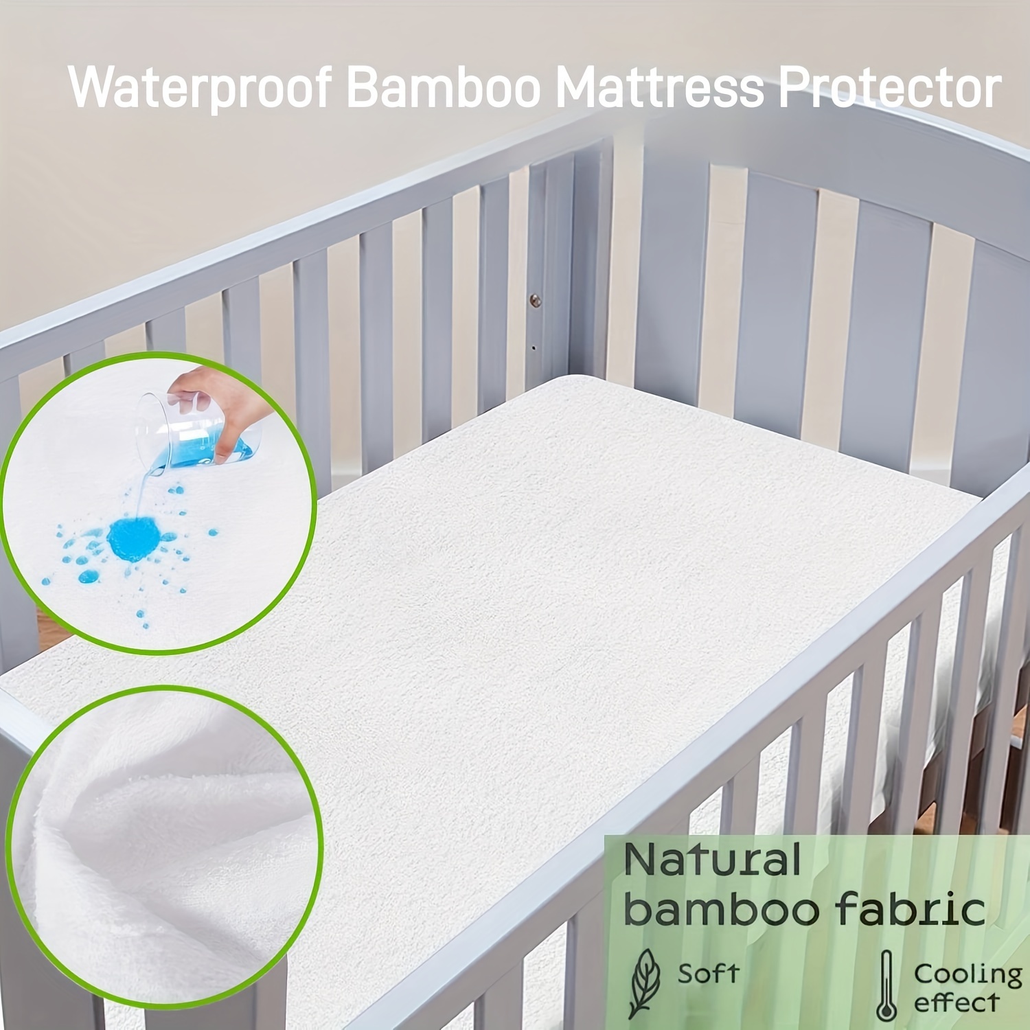 

1pc Super Soft Bamboo Fiber Towel Cloth Waterproof Mattress Protector, Machine Washable