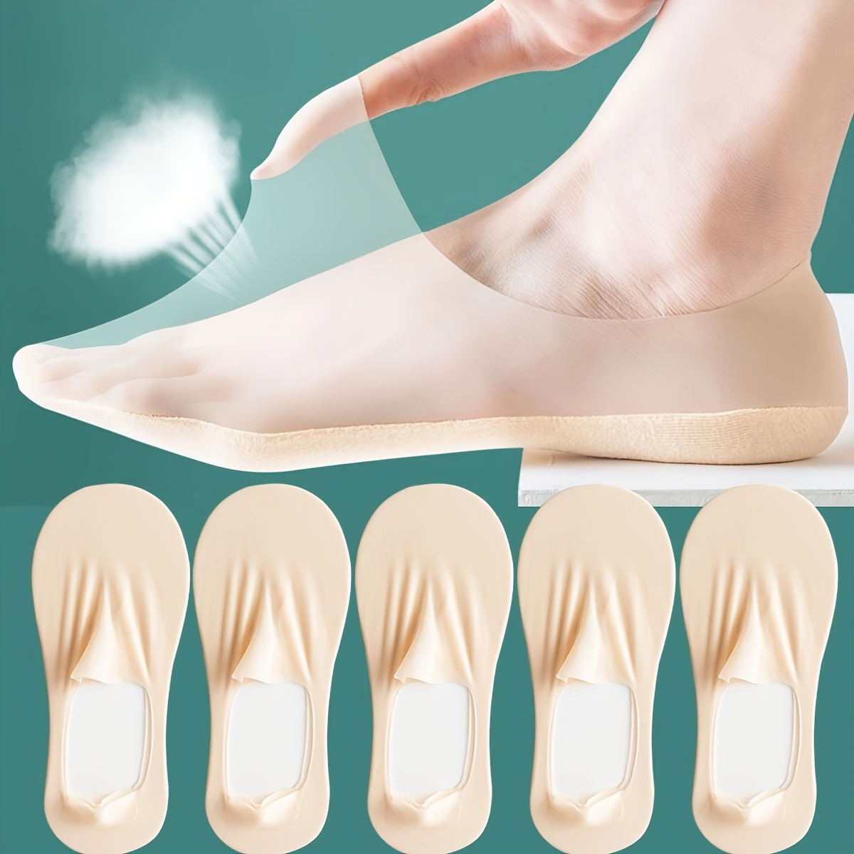 5 Pairs Women's Summer Boat Socks - Lightweight Breathable Non-Slip No-Show Ankle Socks with Reinforced Heel, Cute Solid Color for Daily Wear & Holiday Gifts, Minimalist Design, Comfortable Fit, Lifestyle