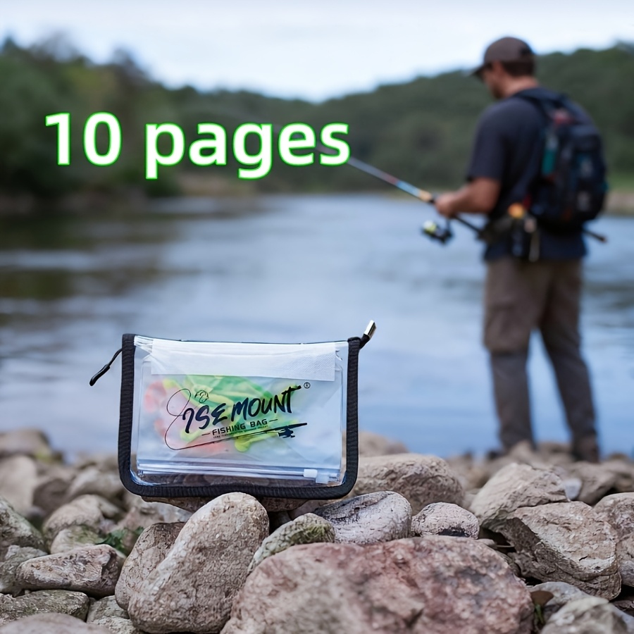 TEMU Portable Outdoor Fishing Lure Bait Loose-leaf Storage Bag, In 5-page And 10-page Options, Transparent Zippered Bait Storage Fishing Accessory