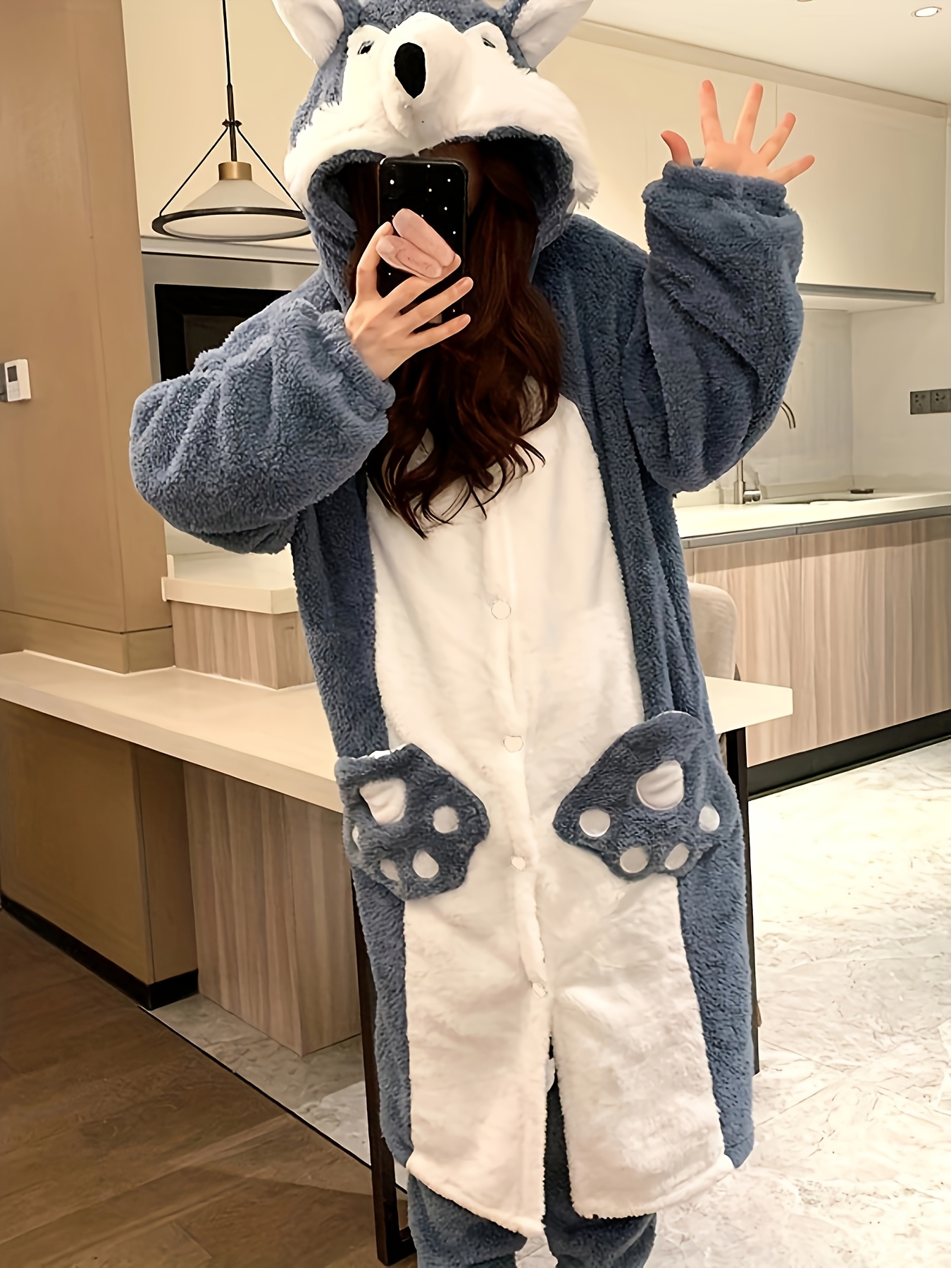 autumn winter coral big gray wolf design lined warm sleep - Temu New Zealand