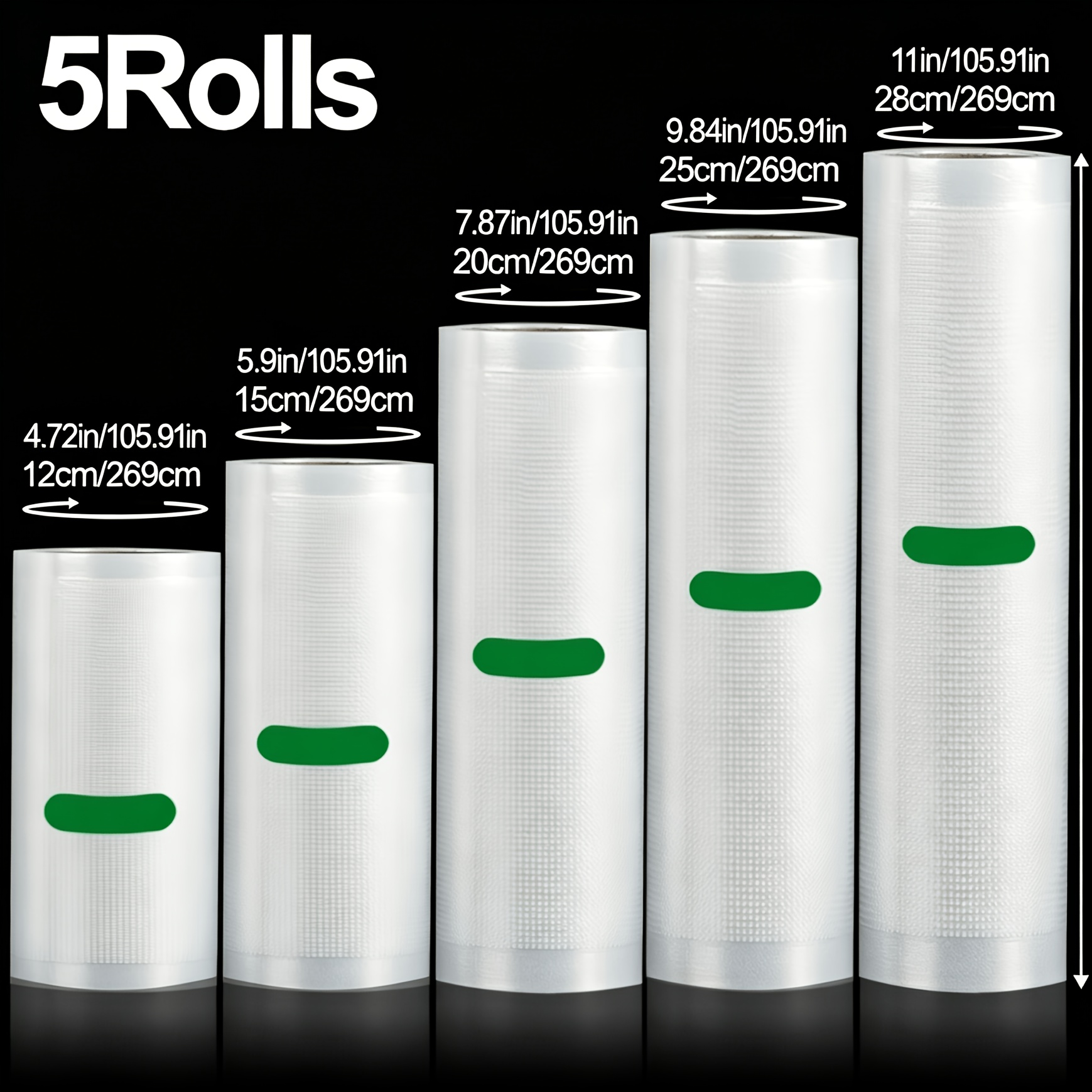 TEMU 5 pezzi AGASHE Sacchetti Sottovuoto Senza Bpa - Lunghezza 2,69 , Larghezza 4,72"/5,91"/7,87"/9,84"/11,02", Materiale Resistente PE+PA per
