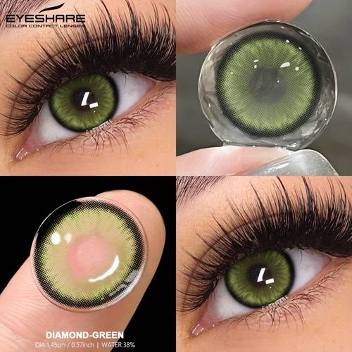 DIAMOND Series Lenses 14.5mm - Soft Hydrogel Yearly , Gray/Brown/Green, Lightweight & Durable for Natural Look, Wear, , , Flexible Lens
