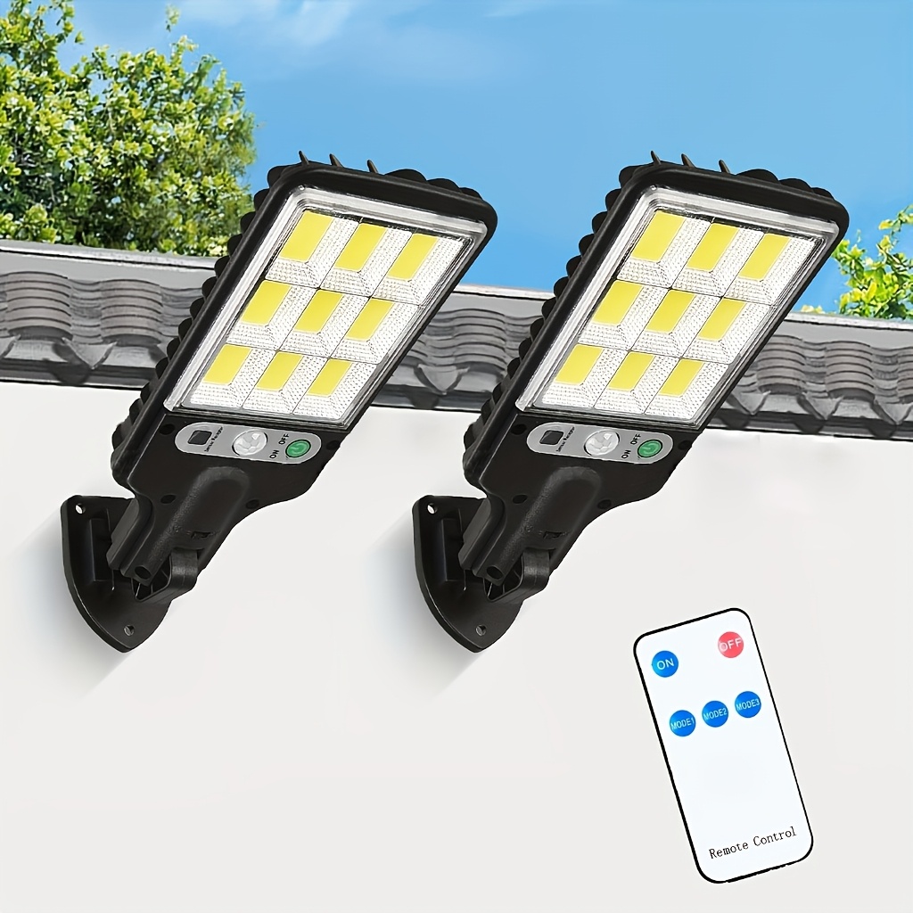 TEMU 4/2 Pack Led Solar Street Lights Outdoor, Ip54, 108 Led Remote Control, Motion Sensor Security Wall Light With 3 For Garden, Street, Deck, Yard,