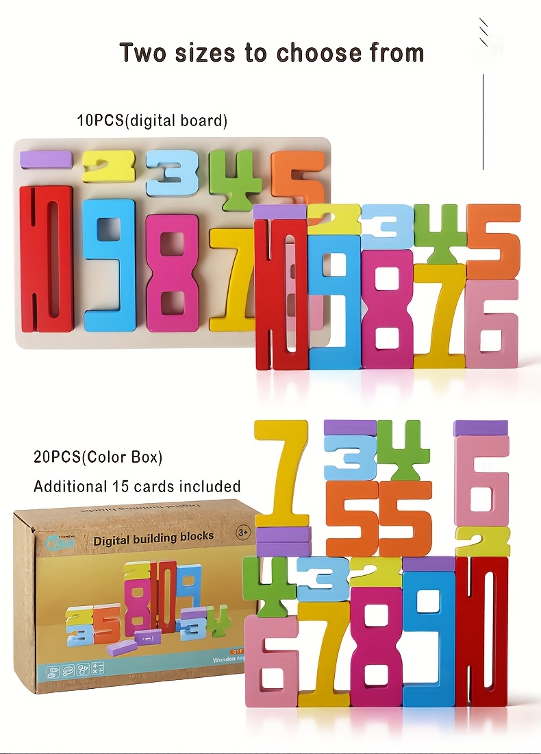 & Safe Wooden Number Blocks For Toddlers & Kids 1.5-6 Years | Early Learning Toys With 15 Activity Cards, Color & Shape Recognition, Math Fundamentals
