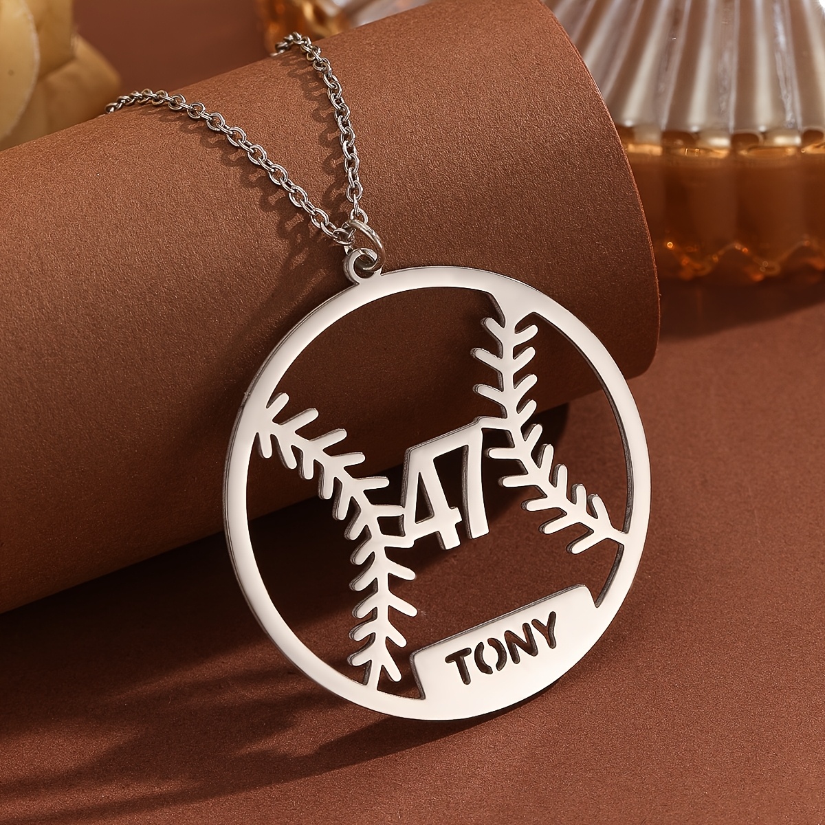 TEMU Unique Necklace With Custom Name Initials For Women And Men, Inspired By Baseball. This Trendy Stainless Steel Pendant Is A Perfect Gift For Or