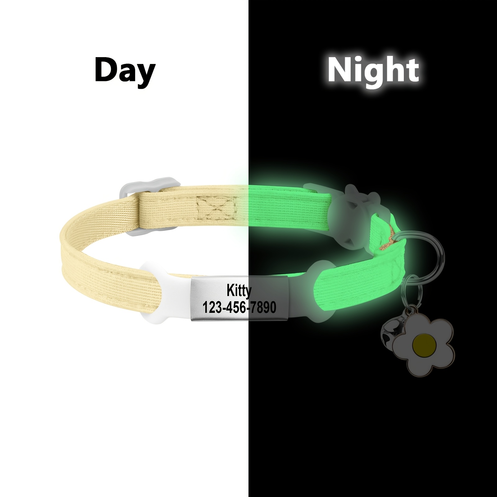 TEMU Collare per fluorescente (personalizzato) con targhetta identificativa al laser con informazioni sul proprietario ( ), disponibile in 4 colori,