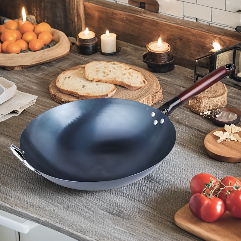 

Wok en Fonte Antiadhésive Forgé à de 12.6" avec Manche en Bois Détachable - pour les Planchers à Gaz, pour Maison