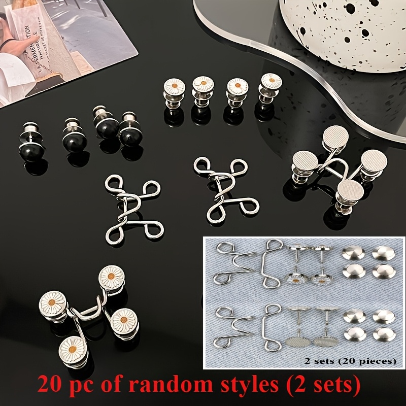 E-shop (20 Stück) 2 Sets verstellbare Jeans-Strapazier - Modische Metallschnallen-Gürtelversteller, geeignet für Jeans, Hosen, Röcke, sofortig ohne