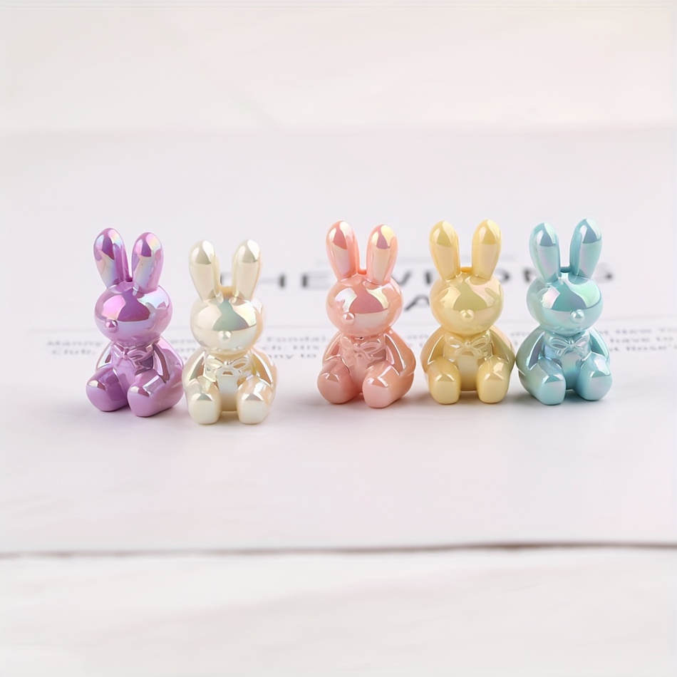 

5pcs 3d Cartoon Rabbit Beads, Macaron Colored Beads For Diy Bracelets And Necklaces, Cordless Jewelry Making Supplies, Handcraft Bead Accessories