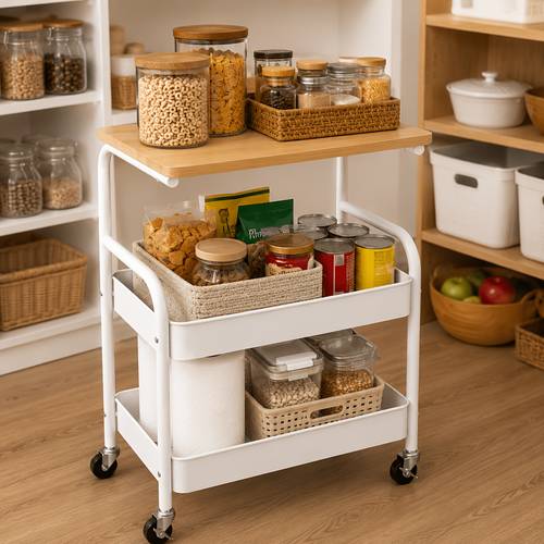 multifunctional 3 tier rolling kitchen rack metal multi layer storage cart with wheels portable for home office standing shelf