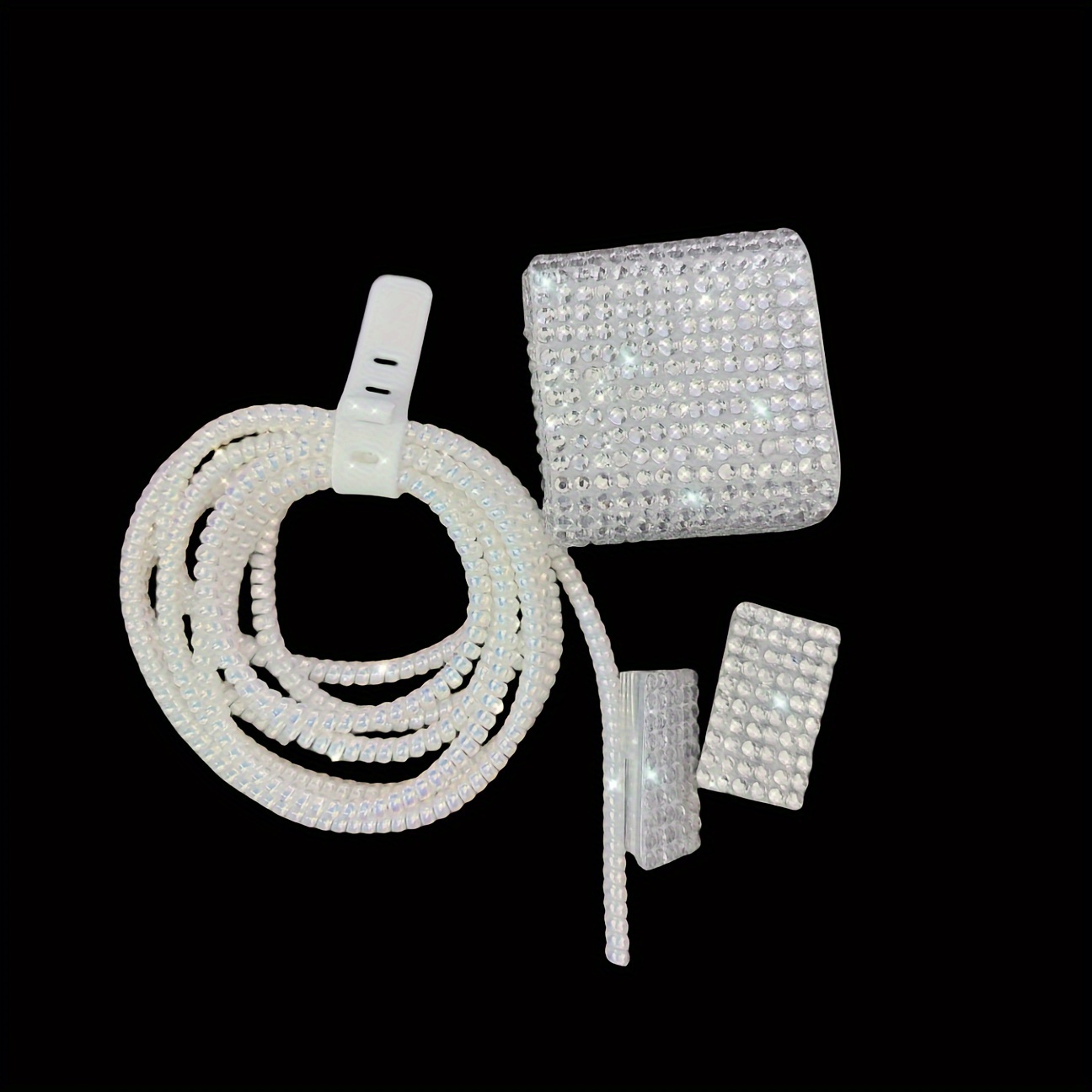 E-shop Geeignet für Schnelllade-Ladegerät Schutzhülle Datenkabel Schutz Kopfsteckdose Anti-Bruch Kopfhörerkabel Schutz Silber Glitzer Super Glitzernde