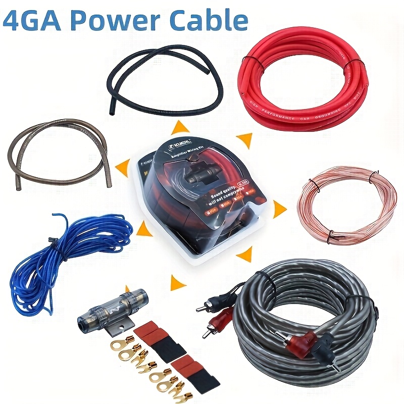 TEMU 2300w 4ga Car Audio Amp Wiring Kit - Premium True Rca Cable, Wire For Easy Amplifier Installation - Complete Wiring Solution For , Without Battery
