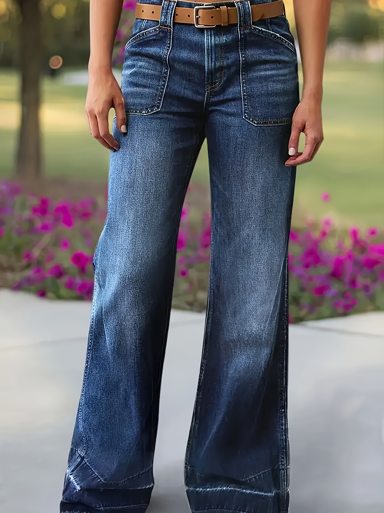 womens high stretch straight leg jeans elegant solid color denim pants with button detail built zipper machine washable   casual trousers for casual attire durable denim fabric