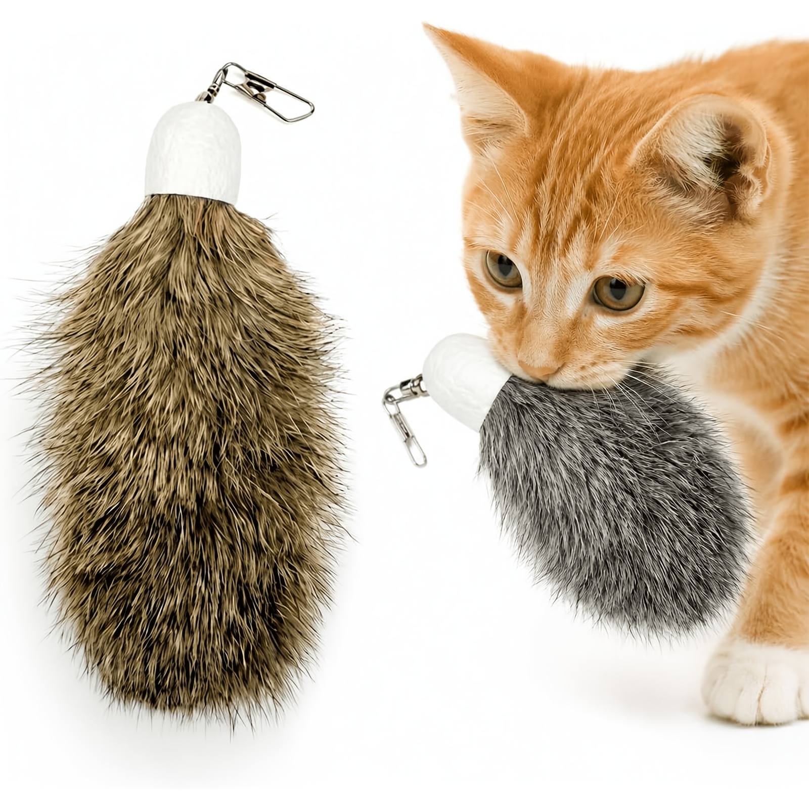2pcs Feather Cat Toy Refills Suitable For Indoor Cats, Silent Interactive Wand Attachments With Secure Connector,…: retailer-supplied image