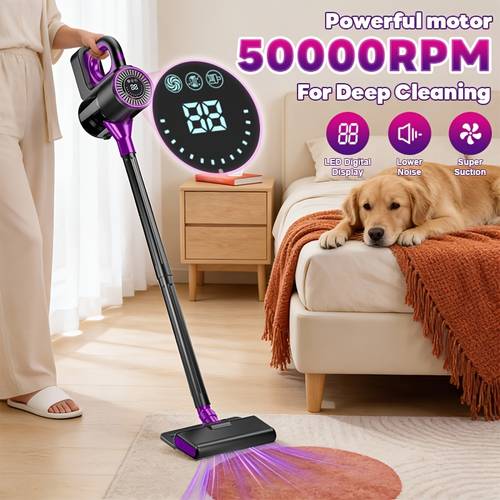item picture 50000rpm multifunctional vacuum cleaner 9000pa stick vacuum cleaner 5 in 1 gift set with 360 rotating brush head supports charging hepa filter anti suitable for hard floors carpets hair furniture