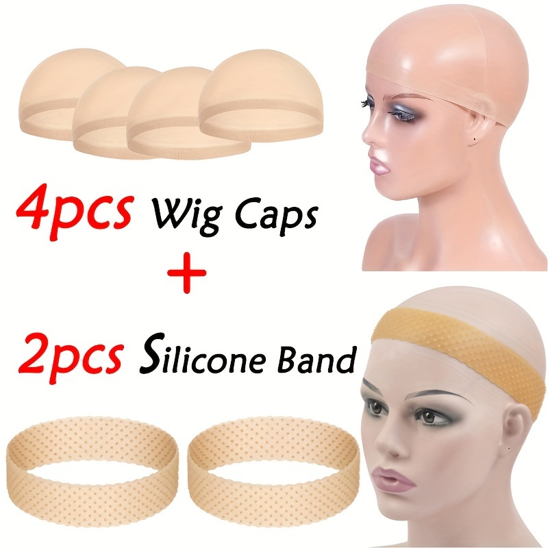 

6pcs Wig Set, 2pcs Wig Wig And 4pcs Wig Cap For Women