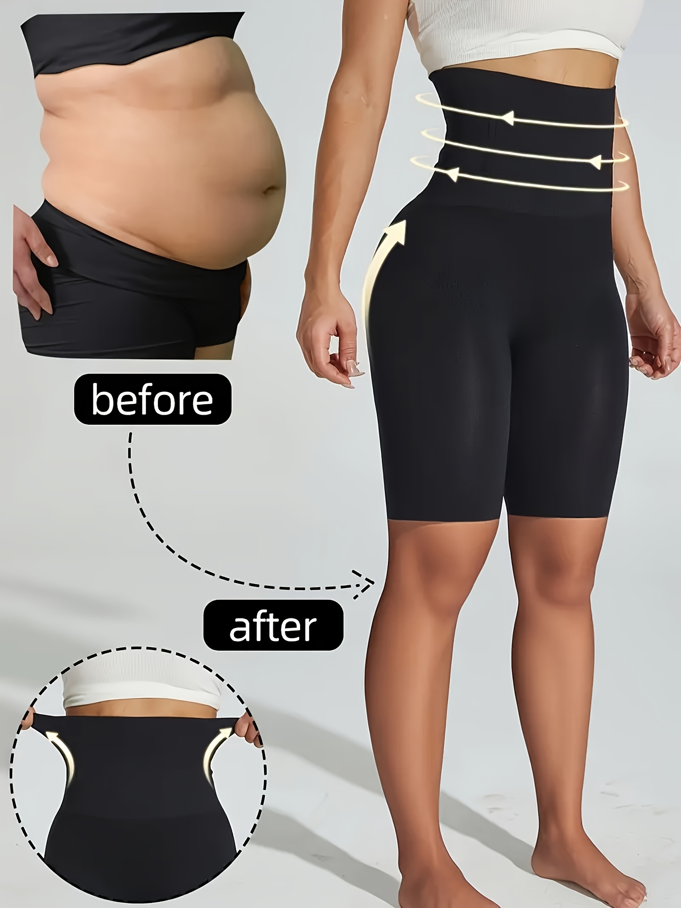 a single piece of womens high waisted shaping shorts that are comfortable and elastic   adjust body   and     as everyday leggings