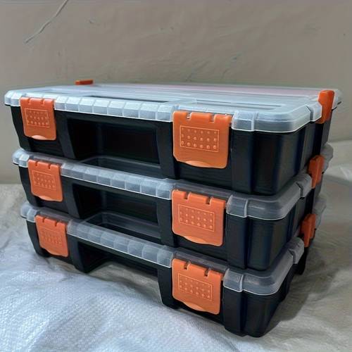 tool box with transparent lid small parts organizer durable plastic box 21 compartments organizer box with removable dividers for hardware screws bolts nails beads jewelry and fishing accessories 3pcs